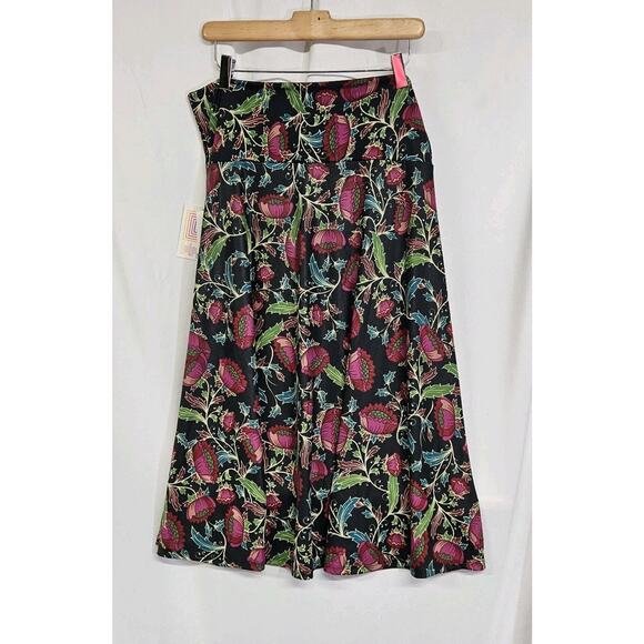 Lularoe Azure Floral Print Slinky Knee Length Pyll On A-Line Skirt Large NWT - Picture 4 of 9